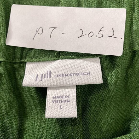 J. Jill Linen Blend Stretch Pull On Cropped Pants Womens Large Green PT-2052 - Picture 2 of 7